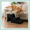 Relaxdays Hundetreppe, 3 Stufen, Höhle & Stauraum, HxBxT: Produktbild-Vorschau 3