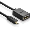 A close-up shot of a black Micro-HDMI to HDMI adapter cable on a white background. Produktbild-Vorschau