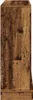 A close-up side view of a wooden-look fireplace surround. Podgląd zdjęcia produktu
