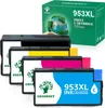 A set of four HP 953XL ink cartridges is displayed in front of a product box. Produktbild-Vorschau