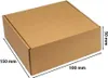 A brown cardboard box with dimensions indicated by measurement lines and text. Podgląd zdjęcia produktu
