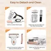An instructional image showing how to detach and clean parts of a vacuum cleaner. Anteprima dell’immagine prodotto