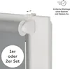 A close-up of a white window frame with a gray roller blind attached using a clamp-fix mechanism. Anteprima dell’immagine prodotto