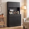 HOMCOM Credenza da cucina con piano di lavoro, 6 ante, nera Anteprima dell’immagine prodotto 8