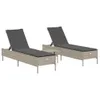 3-tlg. Sonnenliegen-Set mit Auflage Hellgrau Poly Rattan Produktbild-Vorschau 1