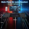 A gaming desk with a monitor, keyboard, and mouse, set against a blurred background of colorful light streaks. Produktbild-Vorschau