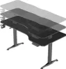A black adjustable height gaming desk shown from a diagonal angle against a white background. Anteprima dell’immagine prodotto