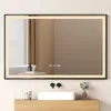 A modern bathroom vanity with a sink, faucet, and a large LED mirror above it. Anteprima dell’immagine prodotto