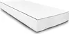 A white mattress with dark blue piping is shown on a white background. Produktbild-Vorschau