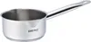 A stainless steel saucepan with a long handle, shown against a white background. Voir les images du produit