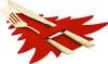 A red felt Christmas tree-shaped cutlery holder with a fork and knife placed inside, set against a white background. Produktbild-Vorschau