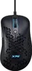 A black gaming mouse with a triangular patterned body and blue LED accents. Podgląd zdjęcia produktu