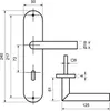 Technical drawing with dimensions of a door handle set. Produktbild-Vorschau