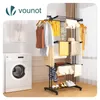 VOUNOT® 4 Ebenen Wäscheständer Turm mit Rollen 125x62x173 Produktbild-Vorschau 2