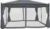 A gray gazebo with mesh sides and curtains. Náhľad obrázku produktu