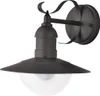 A black outdoor wall light with a clear glass globe. Produktbild-Vorschau