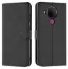 A black book-style phone case for a Nokia 5.4 is shown from two angles: closed on the left and open on the right, revealing the phone's rear camera module. Anteprima dell’immagine prodotto