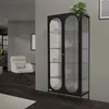 A modern living room with a black glass display cabinet filled with decorative items. Náhľad obrázku produktu
