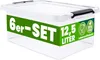 DEUBA® 6x Contenitore Trasparente 12,5L con Coperchio BPA Anteprima dell’immagine prodotto 1