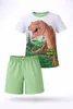 98861 Dino Welt Jungen Schlafanzug Kurz Grün Gr. 98, Produktbild-Vorschau 2