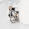 Modeschmuck glänzende Strass niedliche Doppelkatzen Produktbild-Vorschau 3