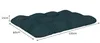 A dark green tufted cushion with dimensions indicated by measurement lines and text. Voir les images du produit