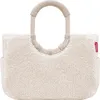 A fluffy cream-colored tote bag with beige handles is shown against a white background. Náhľad obrázku produktu