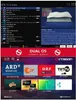 A screenshot of a TV interface showing a channel list, program guide, and various media app icons. Náhled obrázku produktu