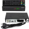 A top-down view of a satellite receiver and its remote control, and a rear view of the satellite receiver showing its ports. Produktbild-Vorschau