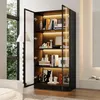 Schwarze Vitrine 80x40x160cm, 2 Glastüren & 3-farbiger Produktbild-Vorschau 2