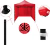 Collage of images showing details of a red pop-up tent. Produktbild-Vorschau