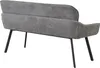A rear view of a dark gray upholstered bench with black metal legs, shown against a white background. Produktbild-Vorschau