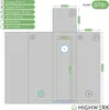 A diagram showing the dimensions and features of a grow tent. Voir les images du produit
