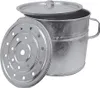 A galvanized metal pot with a lid and a perforated insert. Produktbild-Vorschau