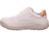A side view of a white sneaker with tan accents. Produktbild-Vorschau