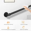 A hand is wiping a black handrail on a staircase. Below the image are icons and text describing product features. Produktbild-Vorschau