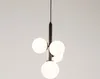 Lampa wisząca dekoracyjna czarna nowoczesna 4 szklane białe Podgląd zdjęcia produktu 3