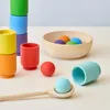 Montessori Holzspielzeug "Regenbogen: Bälle in Tassen" 3 cm Produktbild-Vorschau 8