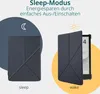 The image shows two e-readers with covers, one in sleep mode and one in wake mode, illustrating the sleep-modus feature. Náhľad obrázku produktu