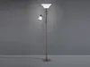 A floor lamp with a reading light against a plain gray background. Produktbild-Vorschau