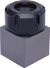 A black collet chuck sits on top of a gray square block. Náhled obrázku produktu