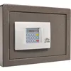 A close-up view of a gray safe with a white electronic keypad and a digital display showing the word "HELLO". Produktbild-Vorschau