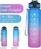 Wasserflasche mit Messbecher und Strohhalm 1l ombre blau Produktbild-Vorschau 8