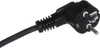 A close-up of a black electrical plug with three pins, attached to a black cable. Anteprima dell’immagine prodotto