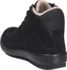 A black suede boot with a fluffy lining, shown from the side. Anteprima dell’immagine prodotto