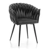 A grey velvet accent chair with black metal legs, shown from the front-left. Náhľad obrázku produktu