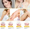 Collage of images showing women applying a skincare patch to different parts of their body and diagrams illustrating hair growth stages. Produktbild-Vorschau