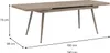 A diagram showing the dimensions of an extendable dining table. Produktbild-Vorschau