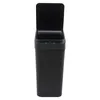 A black automatic trash can with its lid open, shown from the front against a white background. Náhled obrázku produktu