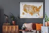 MuchoWow® Wandteppich Wandbehang Karte - Amerika - Gold Produktbild-Vorschau 6